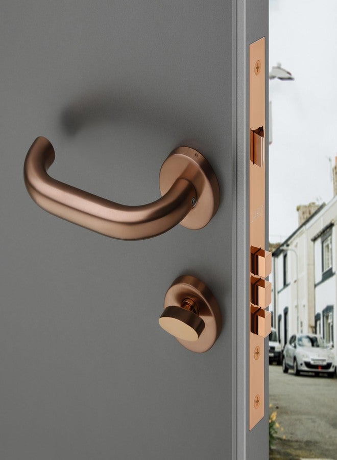 LAPO طقم أمان دخول فاخر من لابو للأبواب الرئيسية وأبواب غرف النوم، آلية نقر متينة مع مقابض أسطوانية من النحاس للمنزل والمكتب، طلاء ذهبي وردي بتقنية الترسيب الفيزيائي للبخار، ضمان لمدة 3 سنوات CMH-6T - Image 2